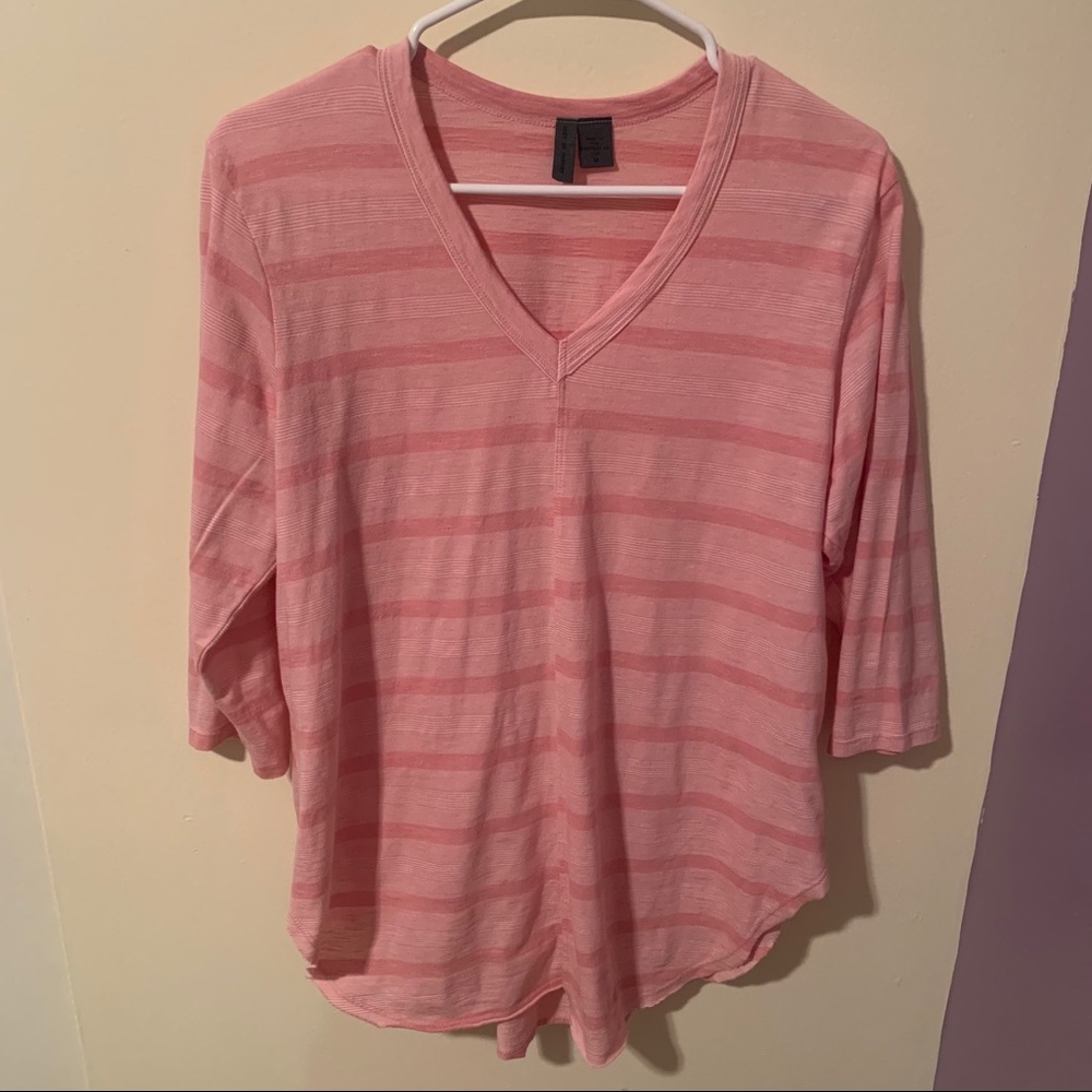ANTHRO Left of Center Pink Stripped Top-Md - Picture 2 of 7